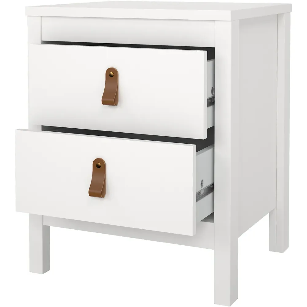 Florence Barcelona 2 Drawer Bedside Table - White