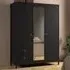 Florence Barcelona 3 Door 2 Drawer Mirrored Wardrobe - Black