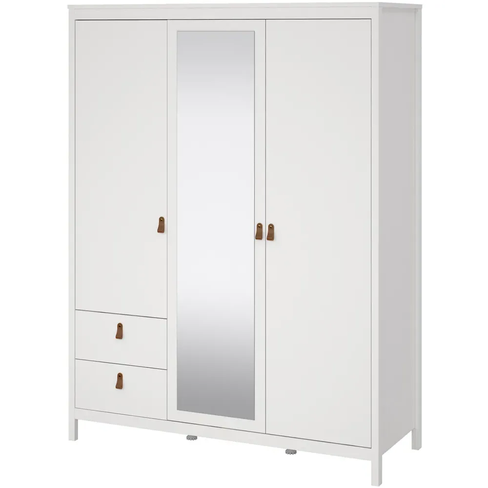 Florence Barcelona 3 Door 2 Drawer Mirrored Wardrobe - White