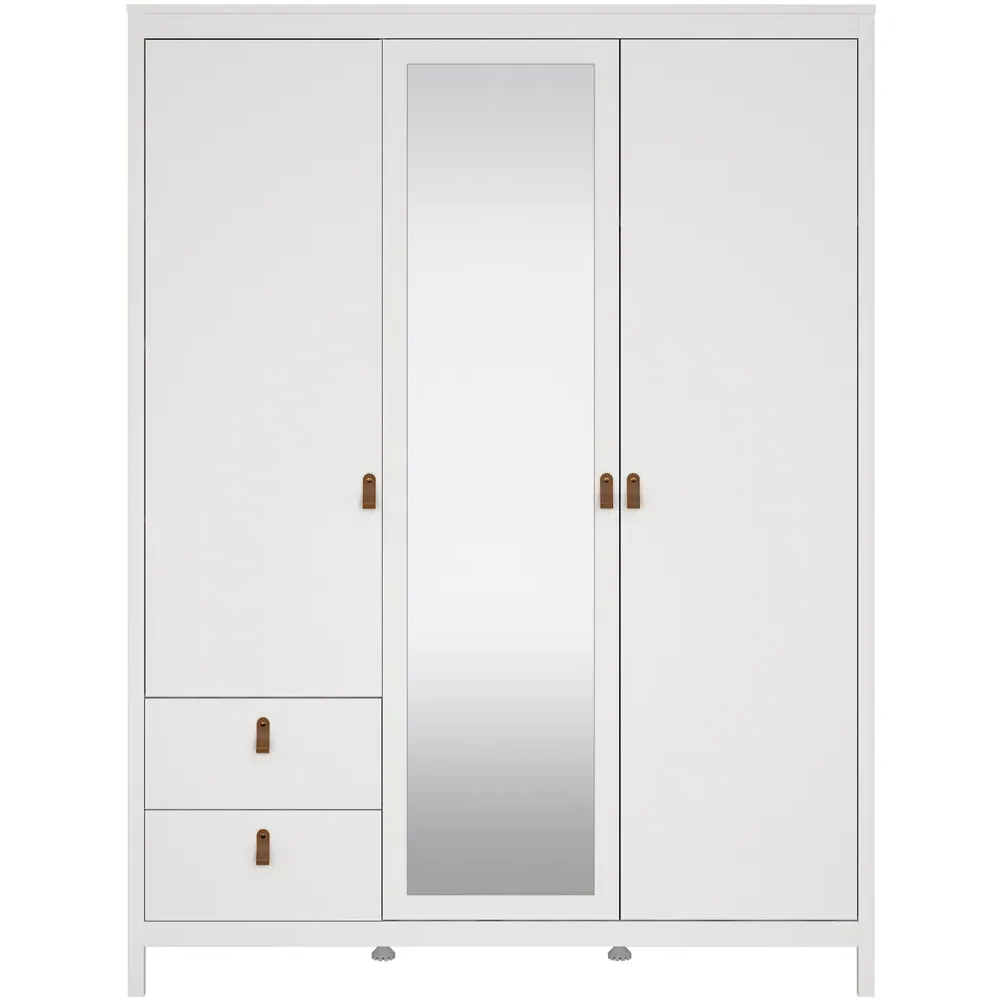 Florence Barcelona 3 Door 2 Drawer Mirrored Wardrobe - White