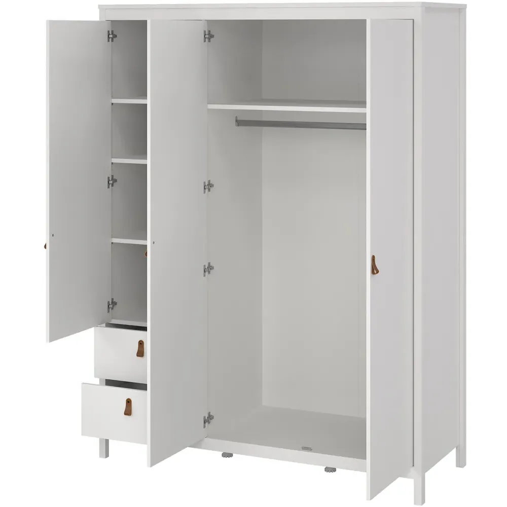 Florence Barcelona 3 Door 2 Drawer Mirrored Wardrobe - White