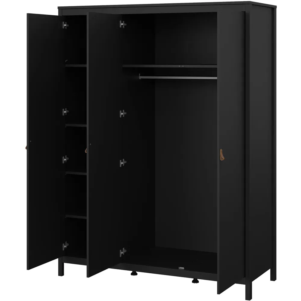 Florence Barcelona 3 Door Wardrobe - Black