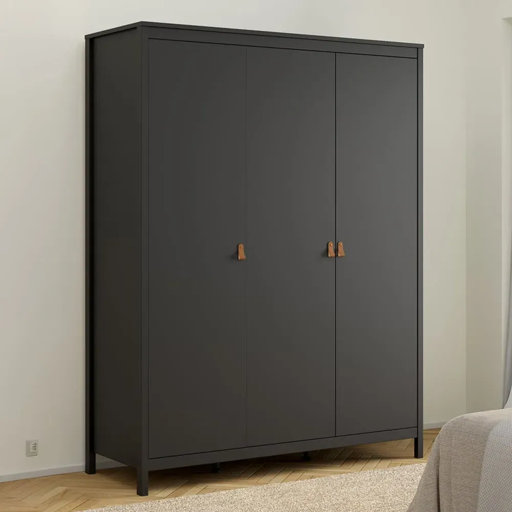 Florence Barcelona 3 Door Wardrobe - Black