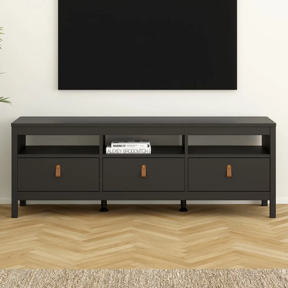 Florence Barcelona 3 Drawer 3 Shelf TV Unit - Black