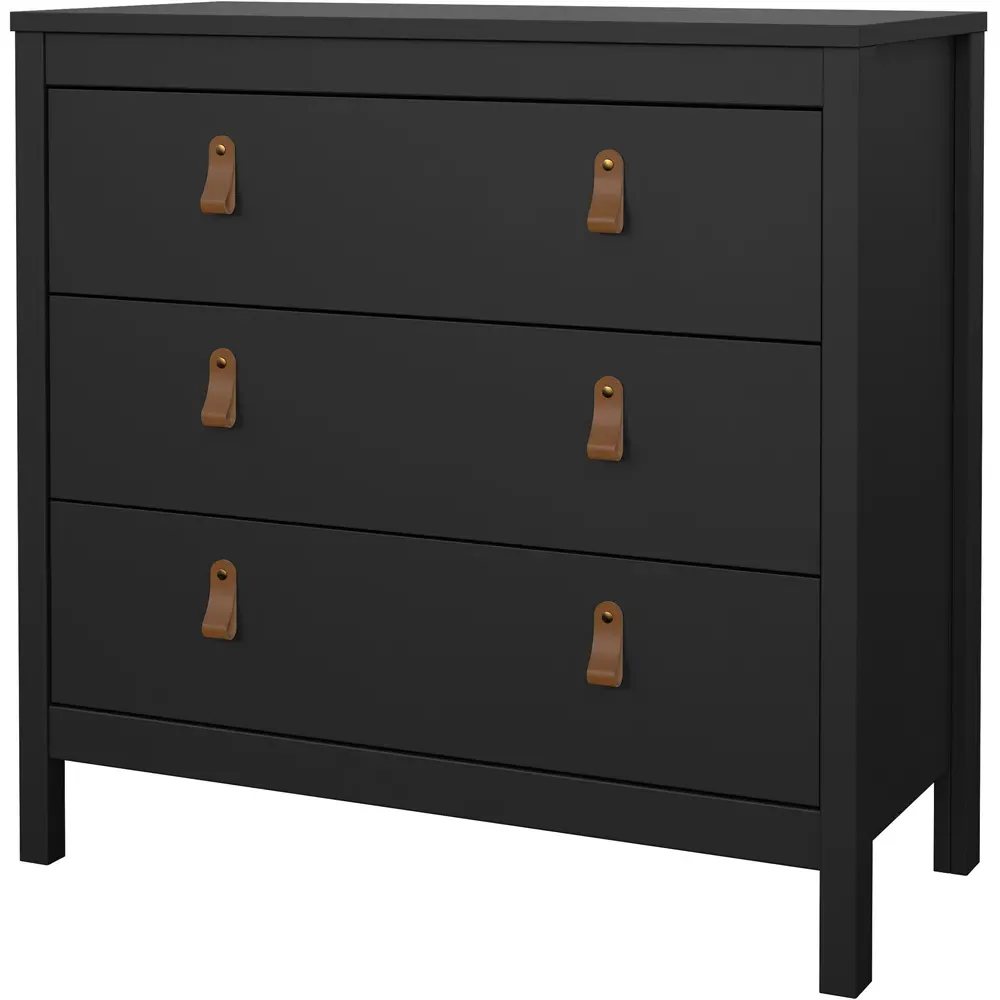 Florence Barcelona 3 Drawer Chest of Drawers - Black