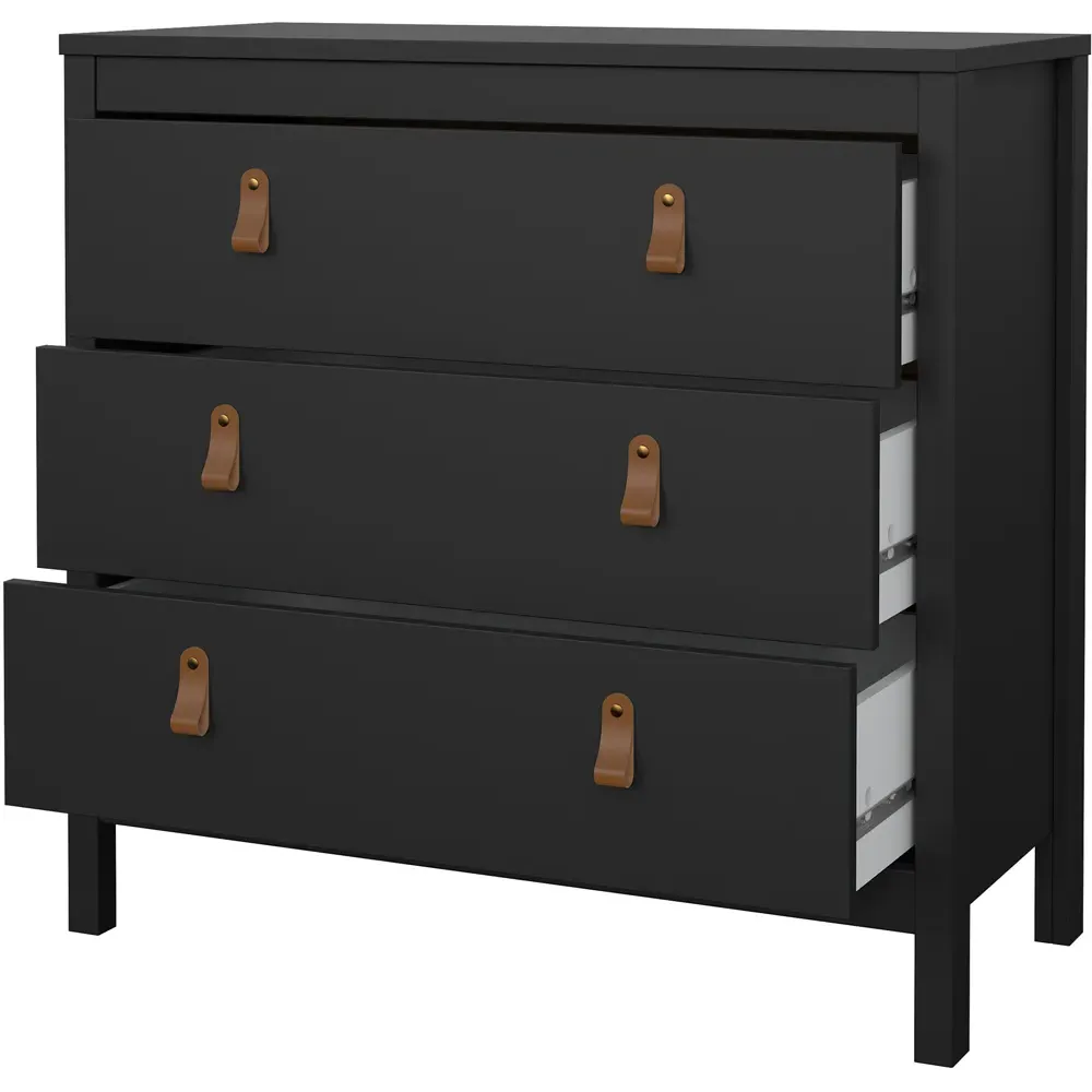 Florence Barcelona 3 Drawer Chest of Drawers - Black