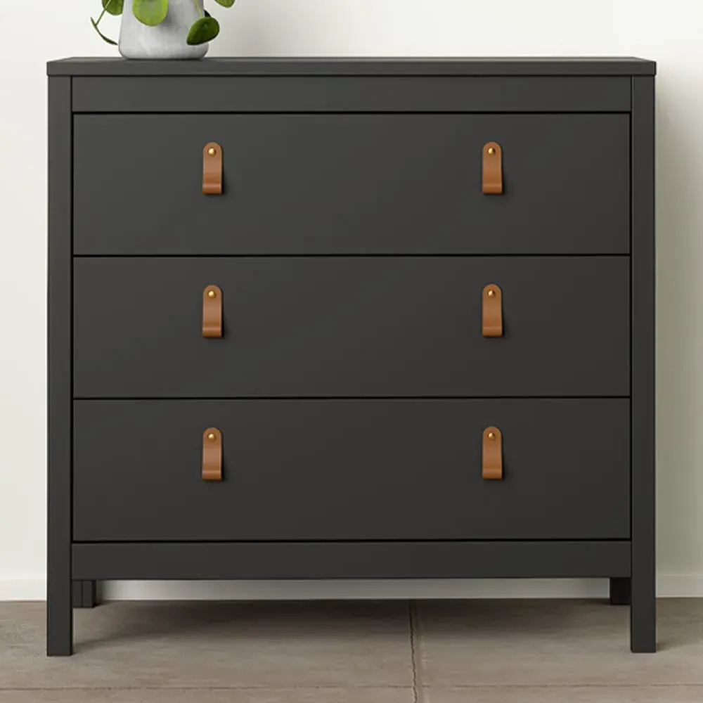 Florence Barcelona 3 Drawer Chest of Drawers - Black