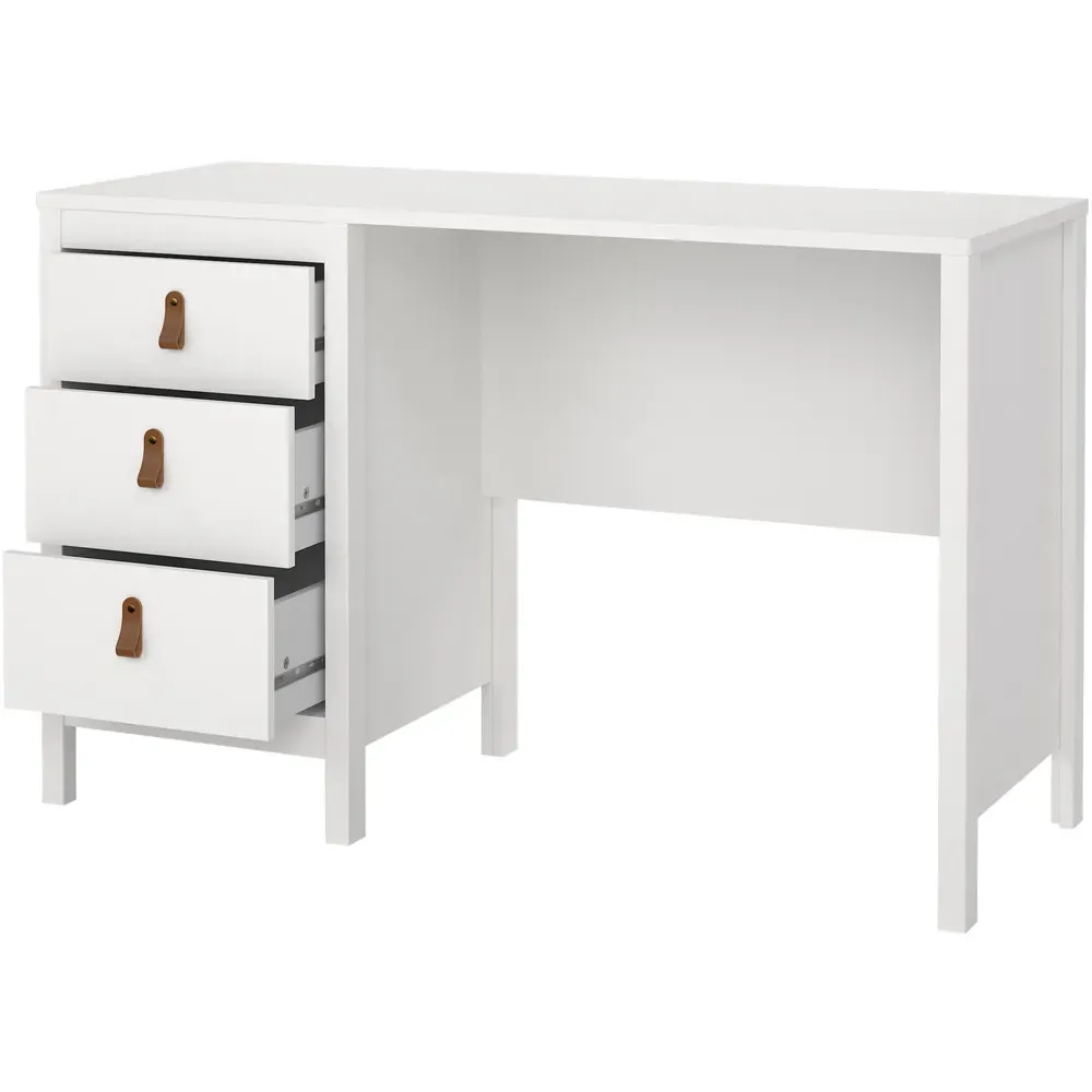 Florence Barcelona 3 Drawer Desk - White