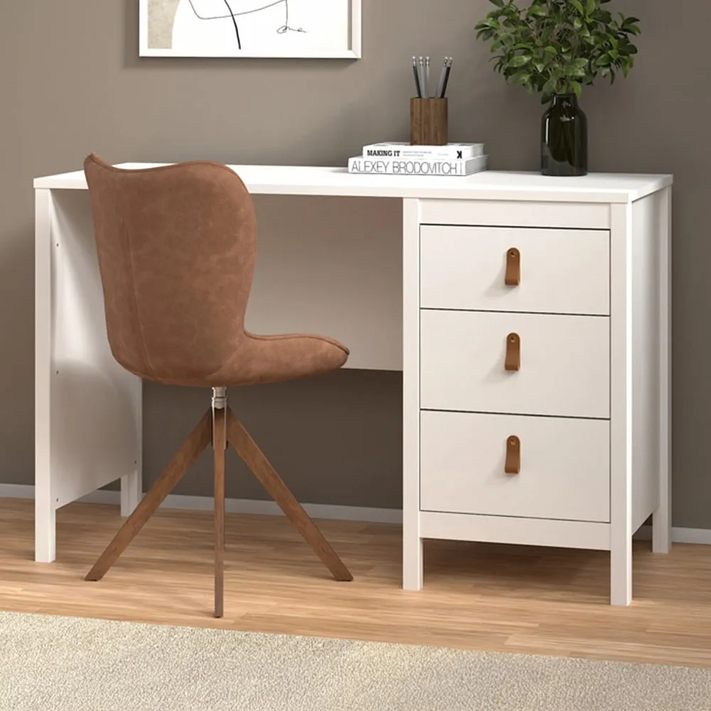 Florence Barcelona 3 Drawer Desk - White