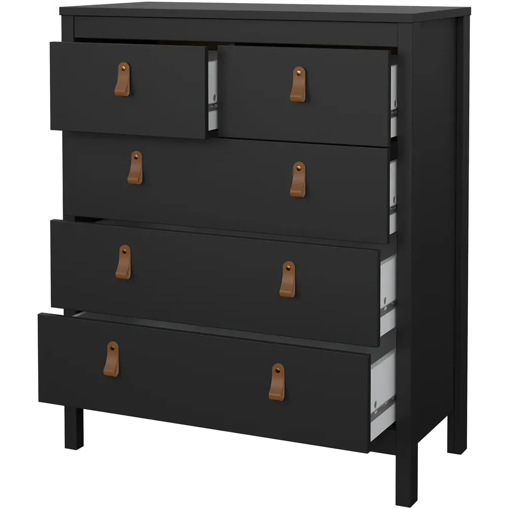 Florence Barcelona 5 Drawer Chest of Drawers - Black