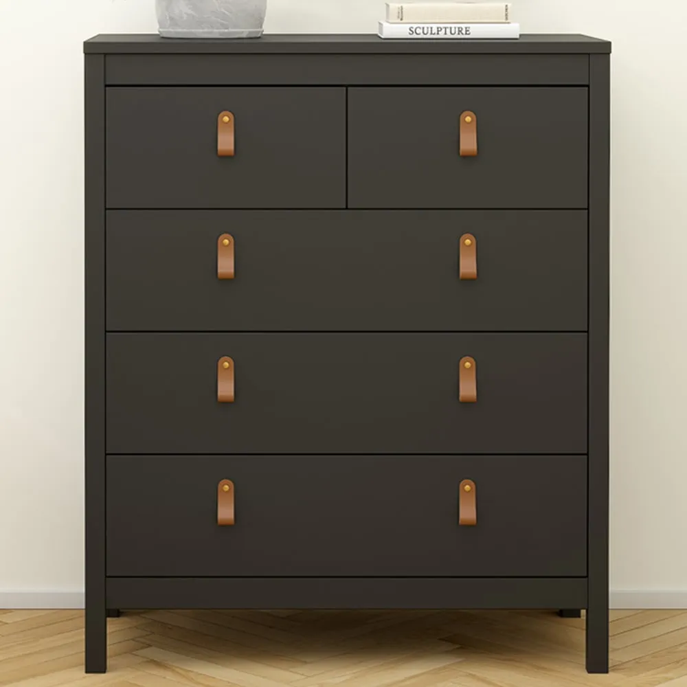 Florence Barcelona 5 Drawer Chest of Drawers - Black