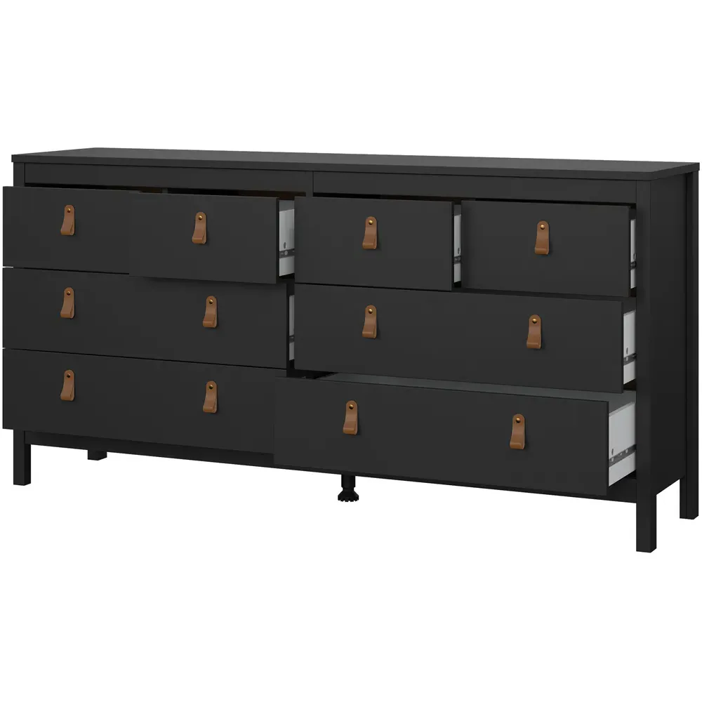 Florence Barcelona 8 Drawer Double Dresser - Black