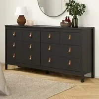 Florence Barcelona 8 Drawer Double Dresser - Black