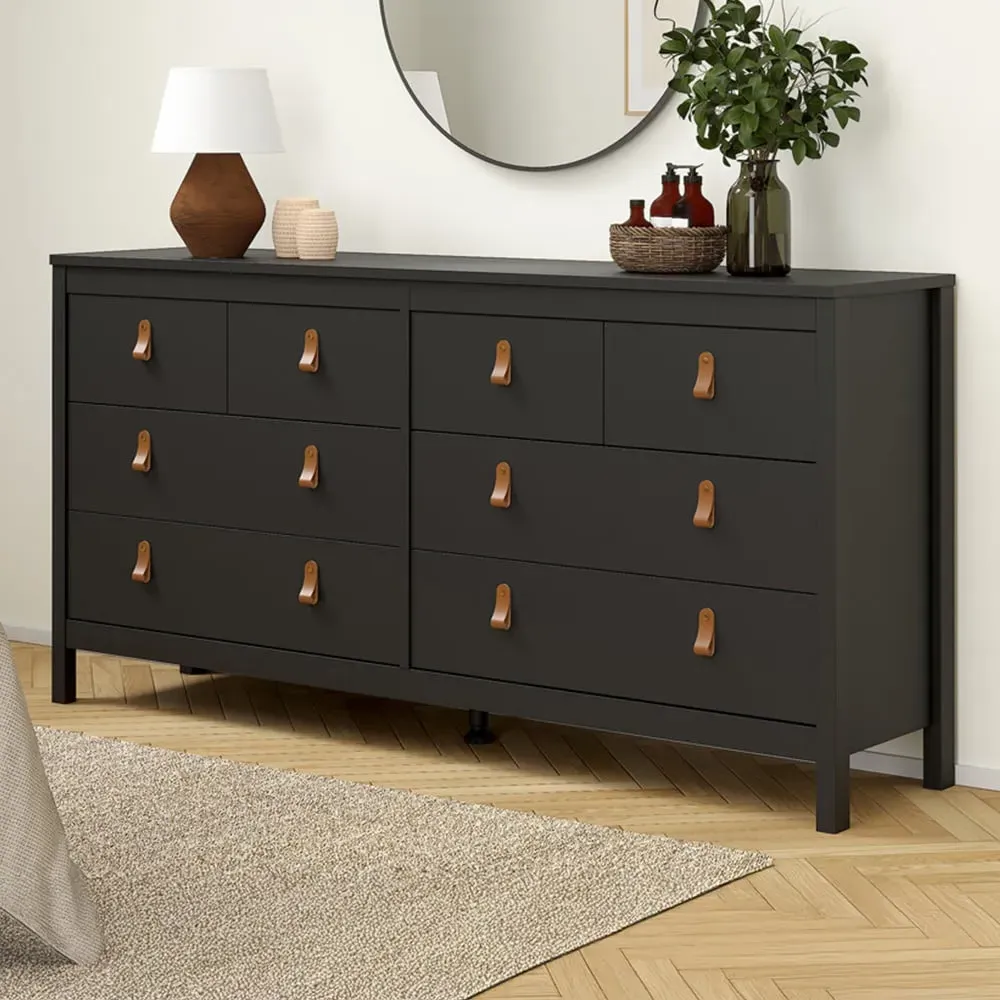 Florence Barcelona 8 Drawer Double Dresser - Black