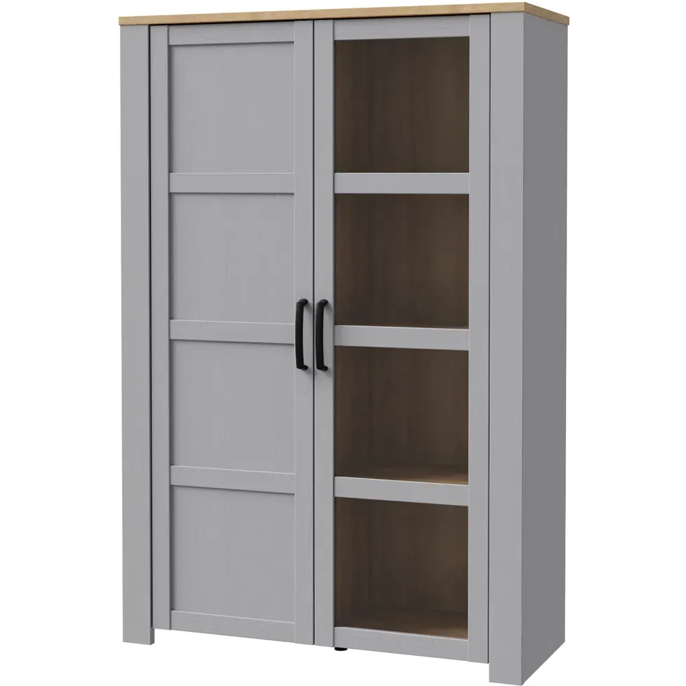 Florence Bohol 2 Door Display Cabinet - Grey, Riviera Oak