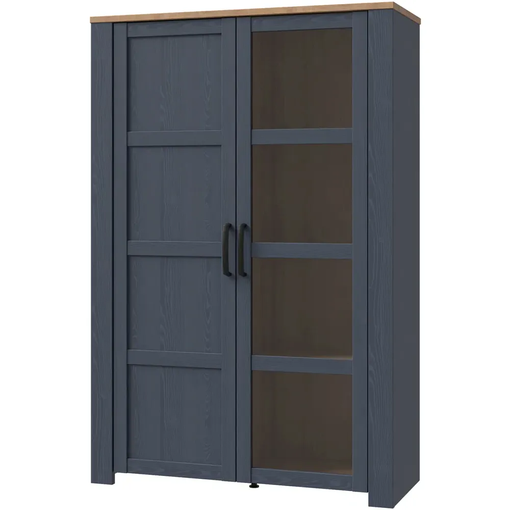Florence Bohol 2 Door Display Cabinet - Navy, Riviera Oak