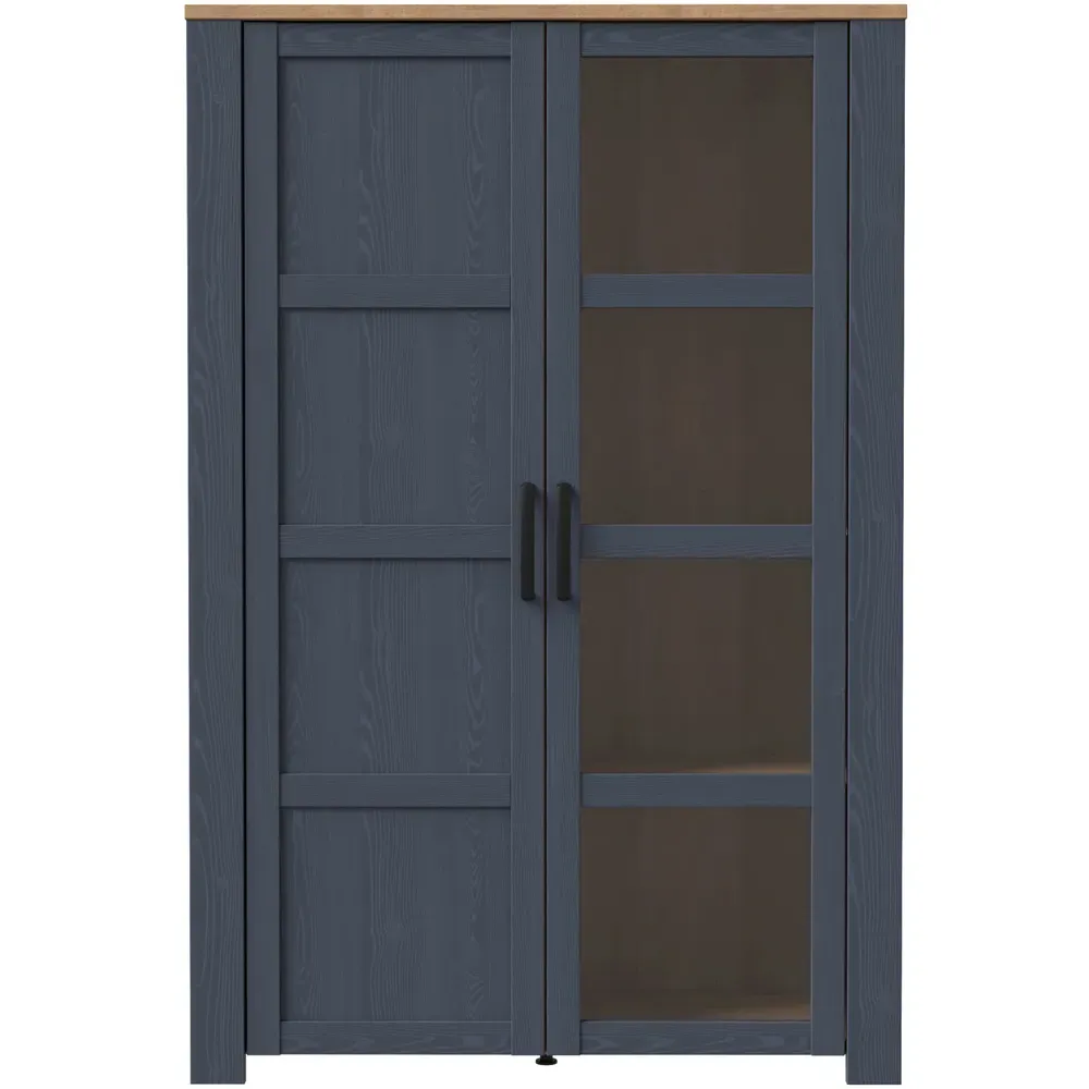 Florence Bohol 2 Door Display Cabinet - Navy, Riviera Oak