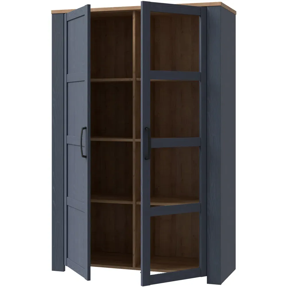Florence Bohol 2 Door Display Cabinet - Navy, Riviera Oak