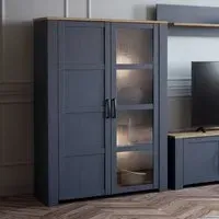 Florence Bohol 2 Door Display Cabinet - Navy, Riviera Oak