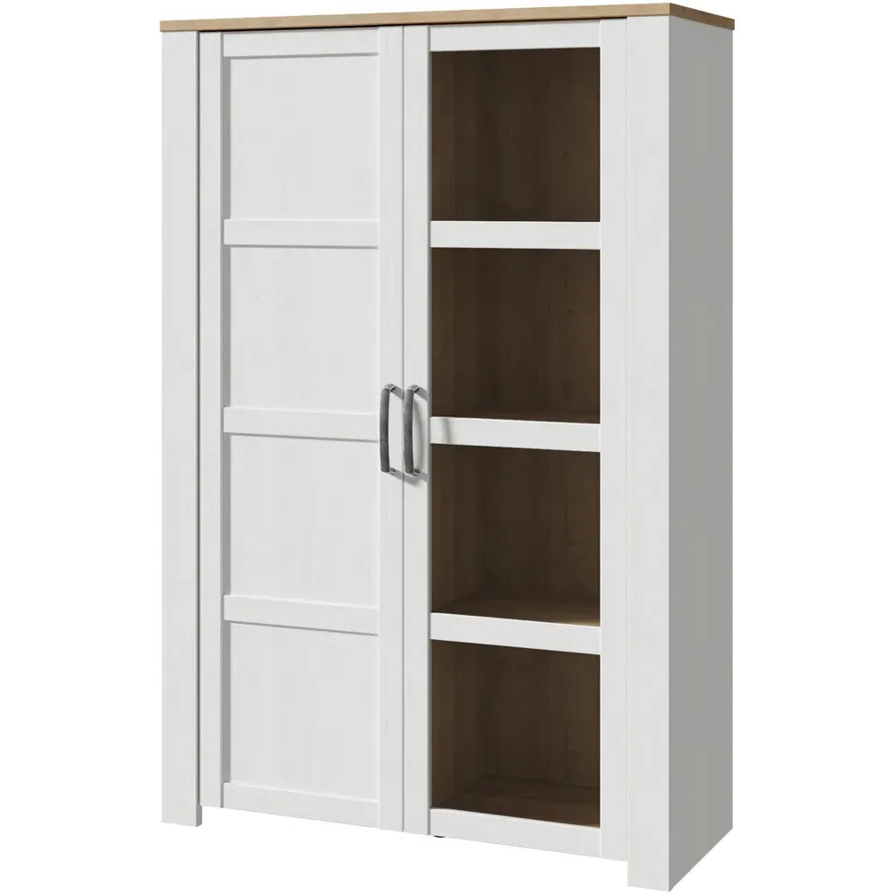 Florence Bohol 2 Door Display Cabinet - White, Riviera Oak