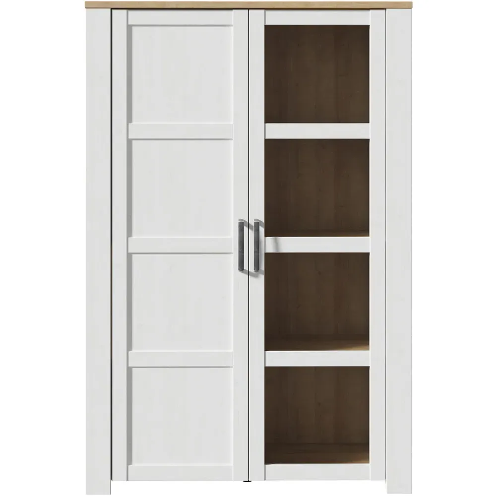 Florence Bohol 2 Door Display Cabinet - White, Riviera Oak