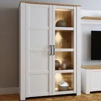 Florence Bohol 2 Door Display Cabinet - White, Riviera Oak