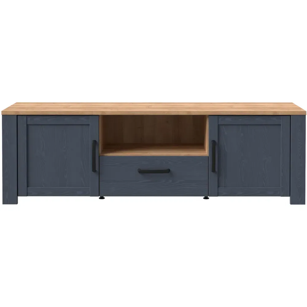 Florence Bohol 2 Door TV Unit with Drawer - Navy, Riviera Oak