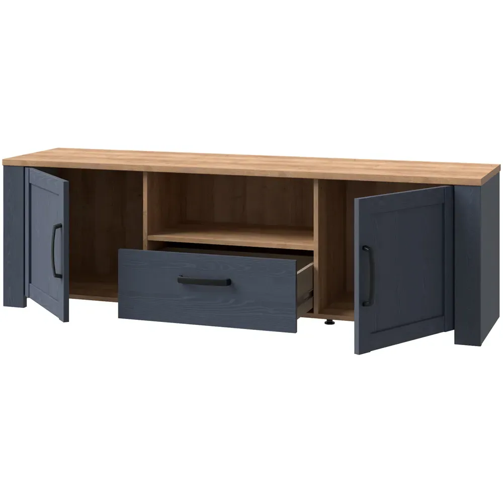 Florence Bohol 2 Door TV Unit with Drawer - Navy, Riviera Oak