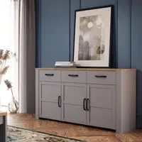Florence Bohol 3 Door 3 Drawer Sideboard - Grey, Riviera Oak