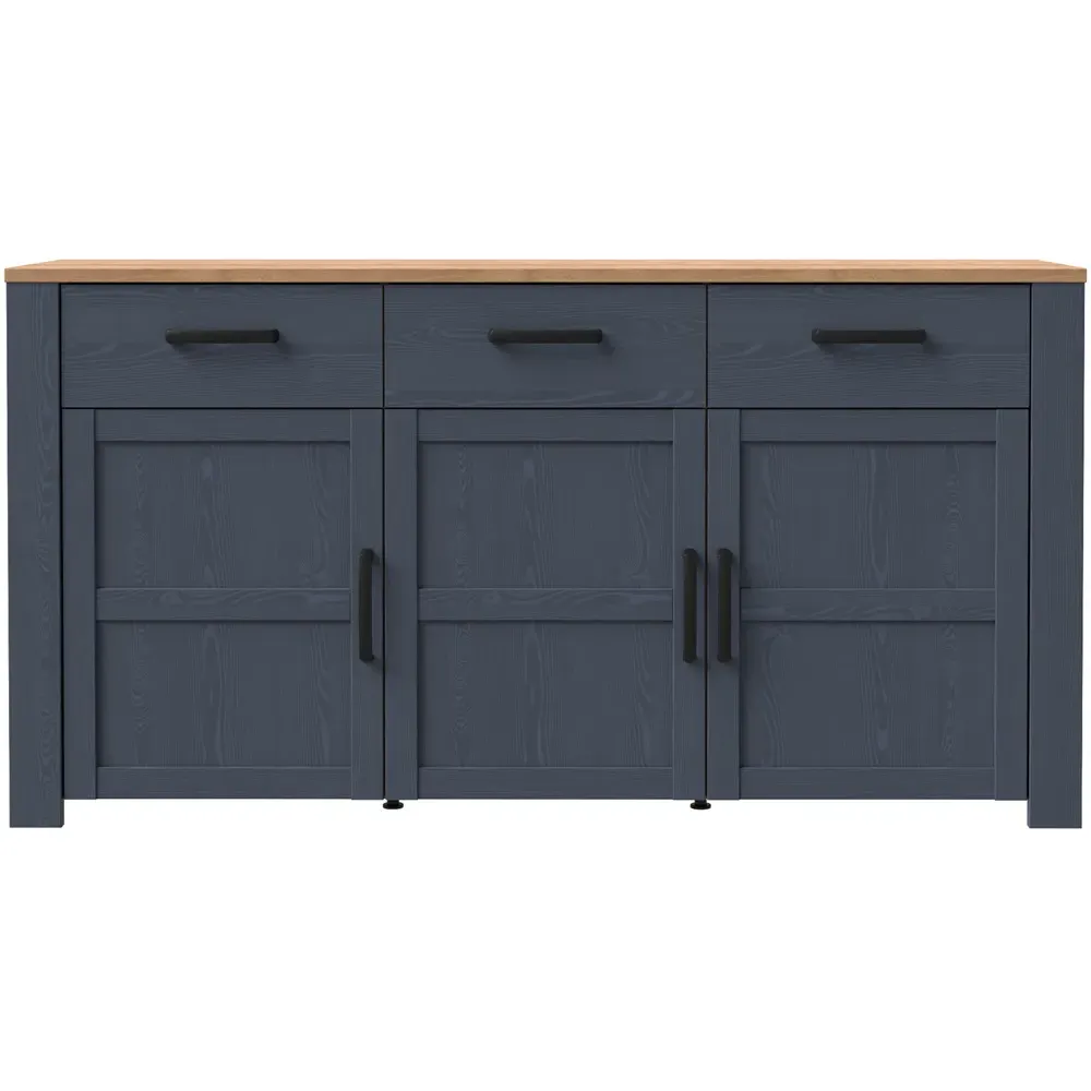 Florence Bohol 3 Door 3 Drawer Sideboard - Navy, Riviera Oak