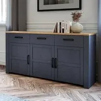 Florence Bohol 3 Door 3 Drawer Sideboard - Navy, Riviera Oak