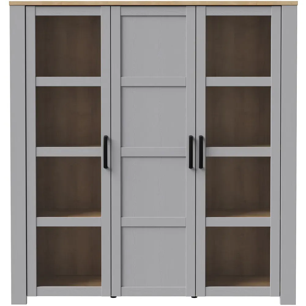 Florence Bohol 3 Door Display Cabinet - Grey, Riviera Oak