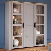 Florence Bohol 3 Door Display Cabinet - Grey, Riviera Oak