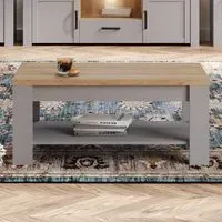 Florence Bohol Coffee Table with Storage - Grey, Oak