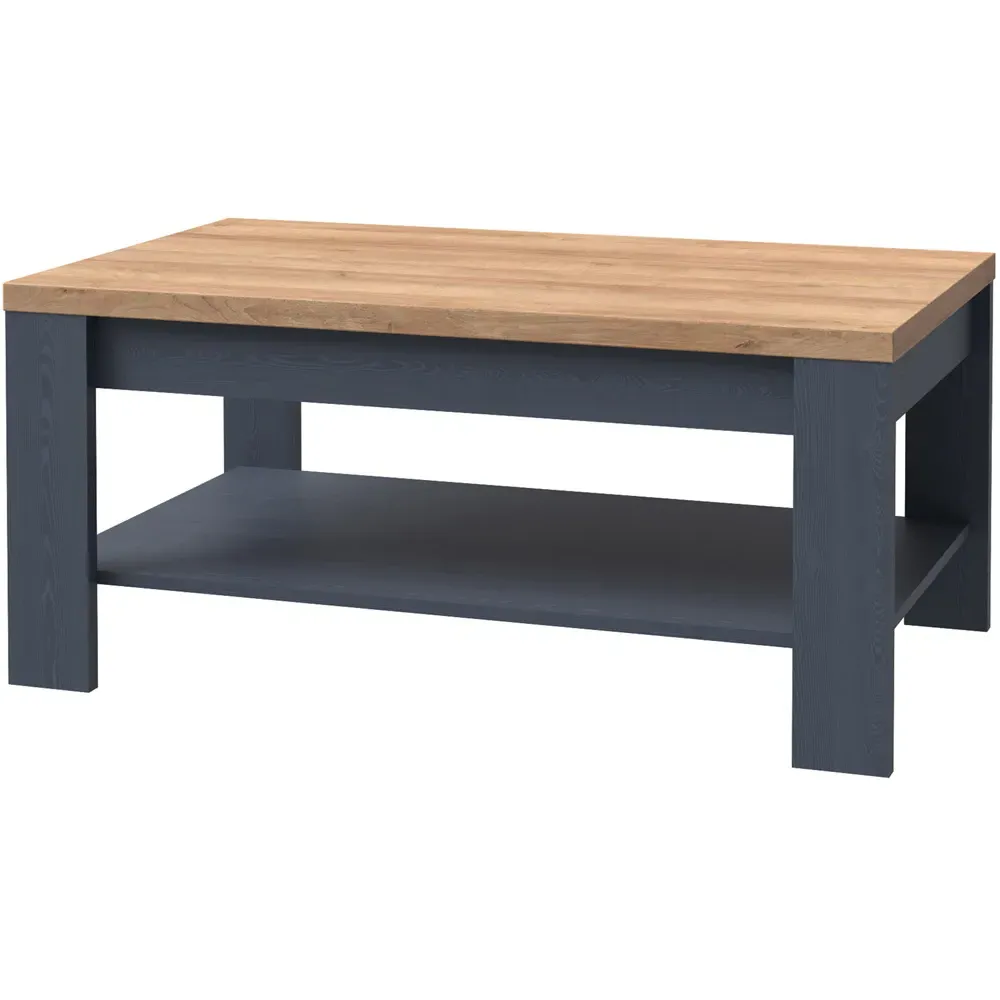 Florence Bohol Coffee Table with Storage - Navy, Riviera Oak