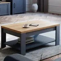 Florence Bohol Coffee Table with Storage - Navy, Riviera Oak