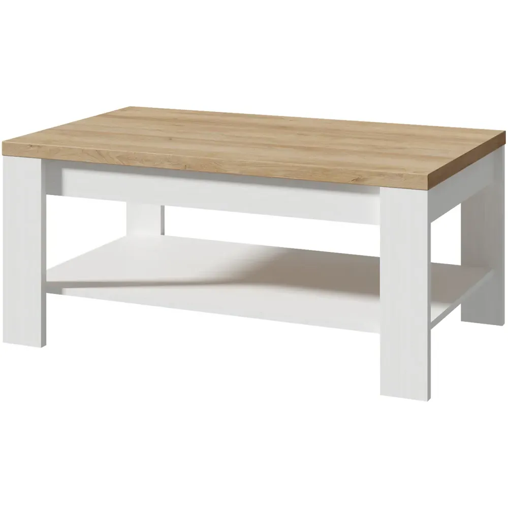 Florence Bohol Coffee Table with Storage - White, Oak