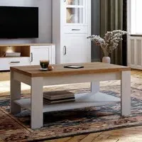 Florence Bohol Coffee Table with Storage - White, Oak