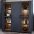 Florence Bohol Large 3 Door Display Cabinet - Navy, Riviera Oak