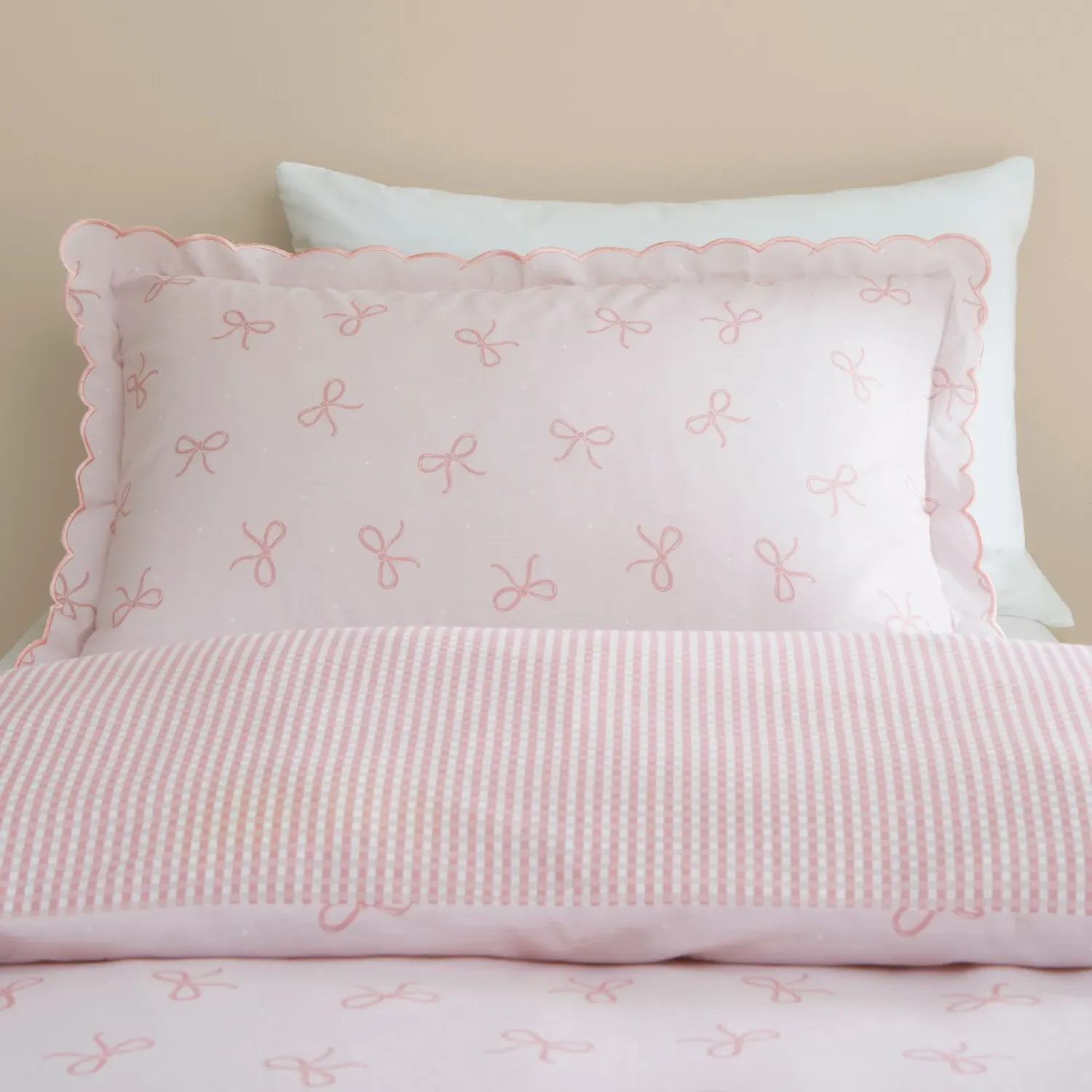Florence Bows Double Duvet Cover and Pillowcase Set - Pink