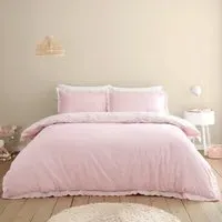 Florence Bows Double Duvet Cover and Pillowcase Set - Pink