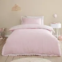 Florence Bows Single Duvet Cover Set with Pillowcase - Pink