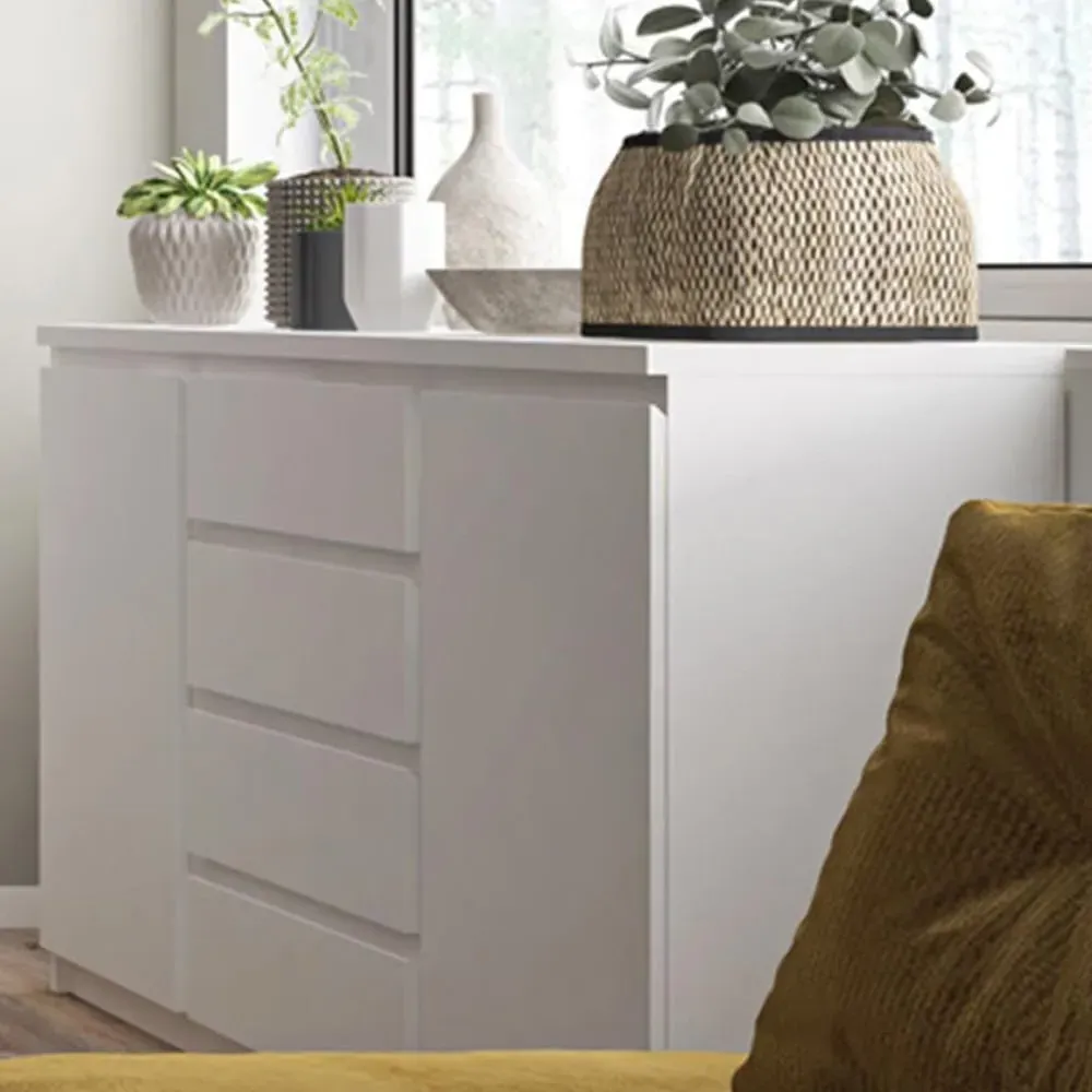 Florence Fribo 2 Door 4 Drawer Wide Sideboard - White