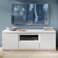 Florence Fribo 2 Door TV Cabinet with Drawer - White