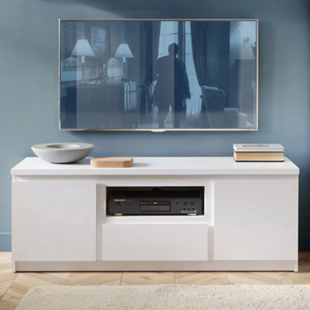 Florence Fribo 2 Door TV Cabinet with Drawer - White image