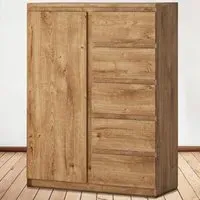 Florence Fribo Single Door 5 Drawer Wardrobe - Golden Ribbeck Oak
