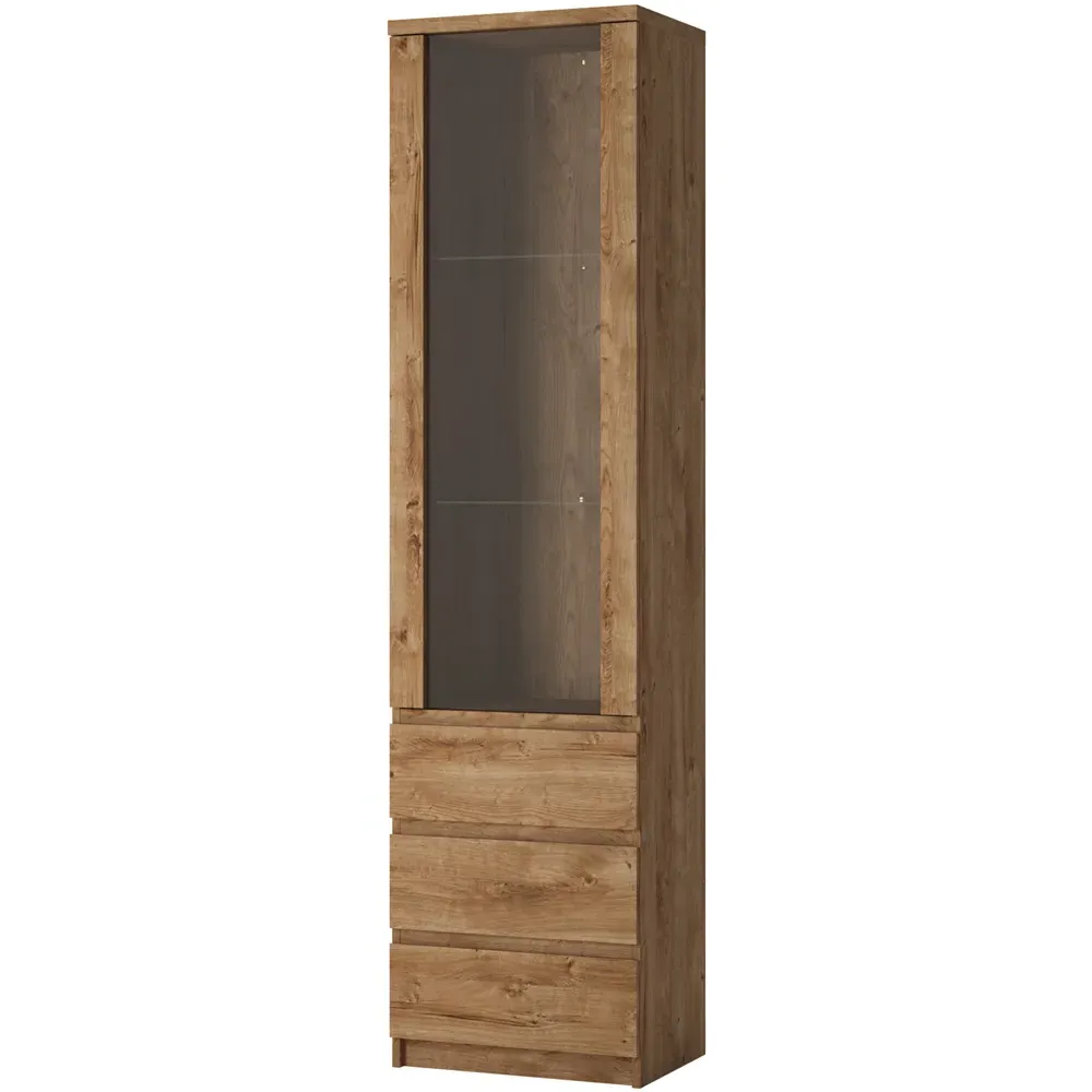 Florence Fribo Single Door Display Cabinet - Golden Ribbeck Oak