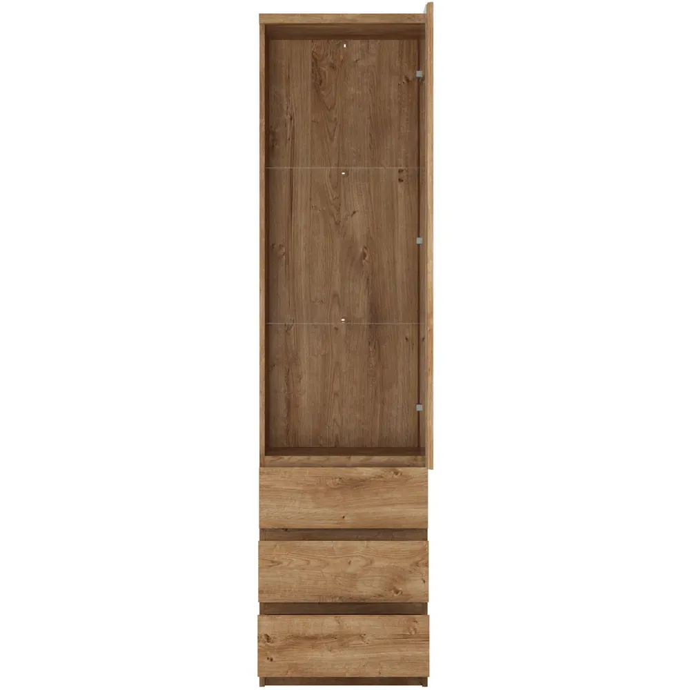 Florence Fribo Single Door Display Cabinet - Golden Ribbeck Oak