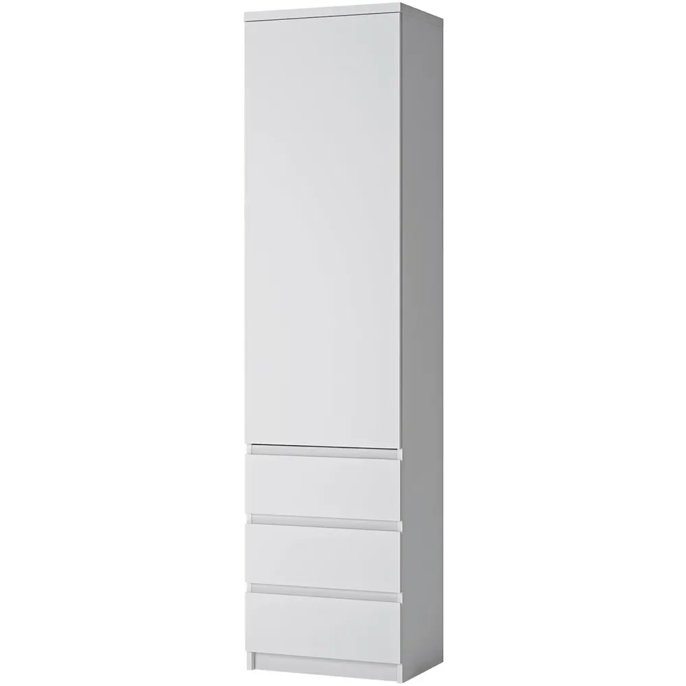 Florence Fribo Single Door Tall Narrow Wardrobe - White