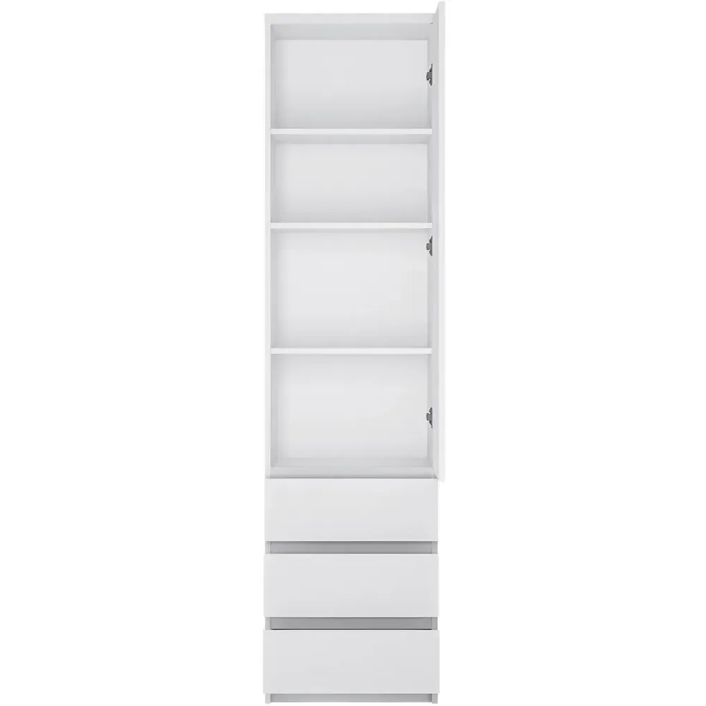 Florence Fribo Single Door Tall Narrow Wardrobe - White